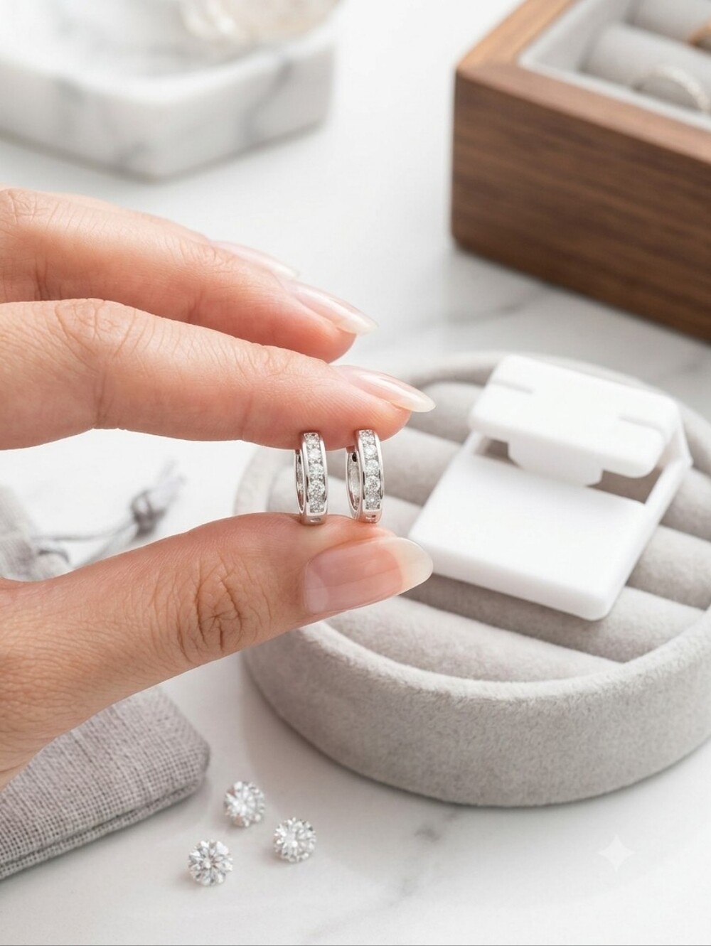 Moissanite 0.75CTW NWT 925 Sterling Silver Huggie Earrings